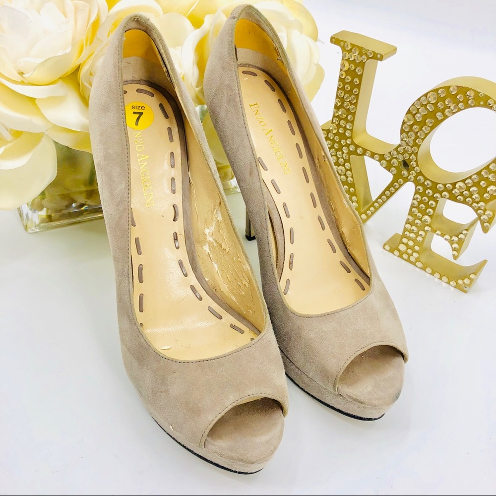 Enzo Angiolini Peep Toe Suede Heels Pumps - Picture 4 of 8